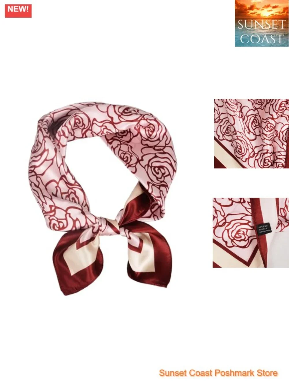 Women 100% Mulberry Silk Lightweight Square Scarf 21 inch Neckerchief
